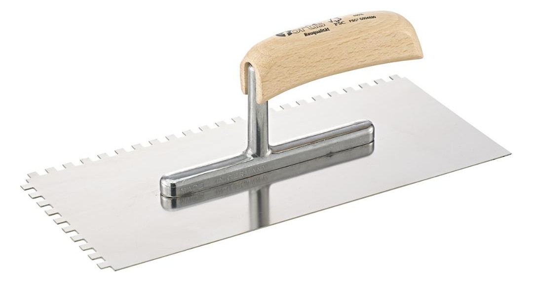 Bild Glättekelle 280x130mm gezahnt 6x6mm rost frei FORTIS Bau-0