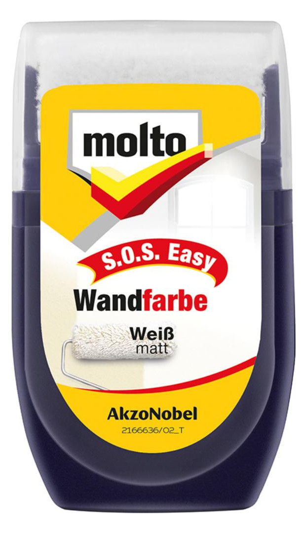 Bild S.O.S. Wandfarbe 30 ml Ausbesserungsfarb e Farbroller weiß molto - moltofill-0