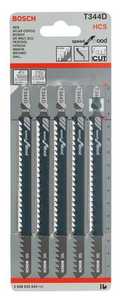 Bild Stichsägeblatt T 344 D Bosch VE à 5 Stück Speed for Wood-1