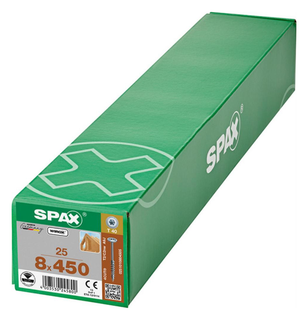 Bild Holzschraube Hi.FORCE Tellerkopf 8x450mm,Teilgw,Innensechsrund T40,WIROX - SPAX-1