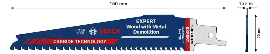 Bild Säbelsägeblatt EXPERT S 967 XHM Bosch VE à 1 Stück Wood withMetal Demolition-2