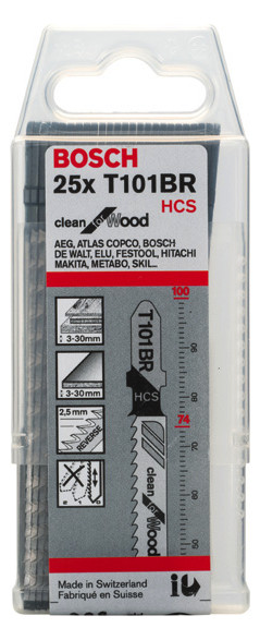 Bild Stichsägeblatt T 101 BR Bosch VE à 25 Stück Clean for Wood-1