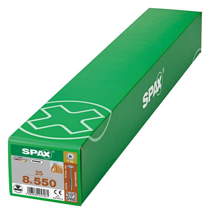 Bild Holzschraube Hi.FORCE Tellerkopf 8x550mm,Teilgw,Innensechsrund T40,WIROX - SPAX-1