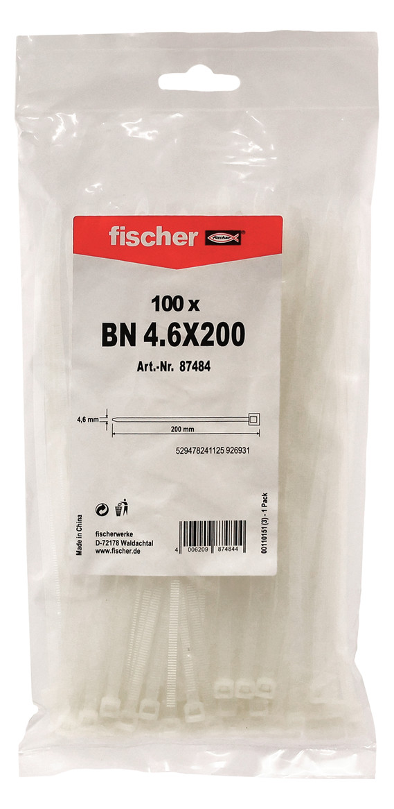 Bild Kabelbinder BN 4,6x 200 transparent Nylon - fischer-1