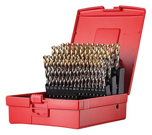 Bild Spiralbohrer Set 6-10mm x0,1 in A002 in Box 118G Typ N 4xD 41tlg. Tin Tip A09520 - DORMER PRAMET-0