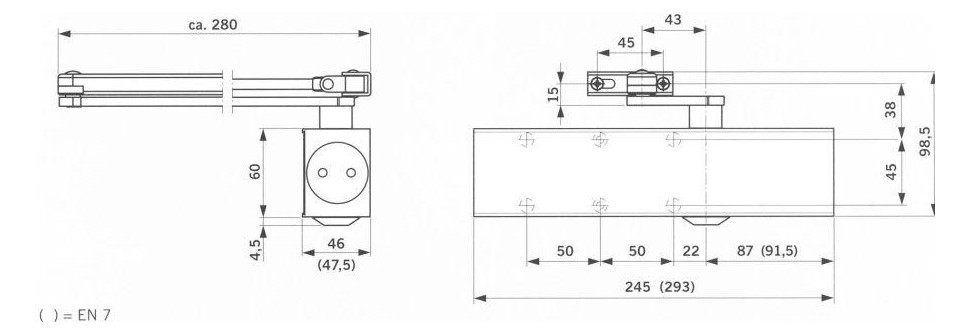 Bild Türschließer TS 83 BC/ÖD EN 3-6,o. Gestänge,RAL 9006 - dormakaba-1