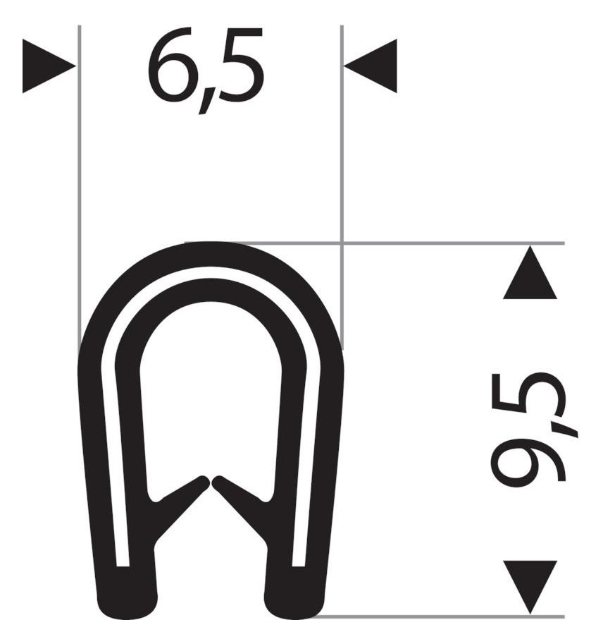 Bild Kantenschutz flexibel rund, schwarz, 6,5x9,5mm, Klemmbereich 1,0-2,0mm, 25m FORT - fortis-0