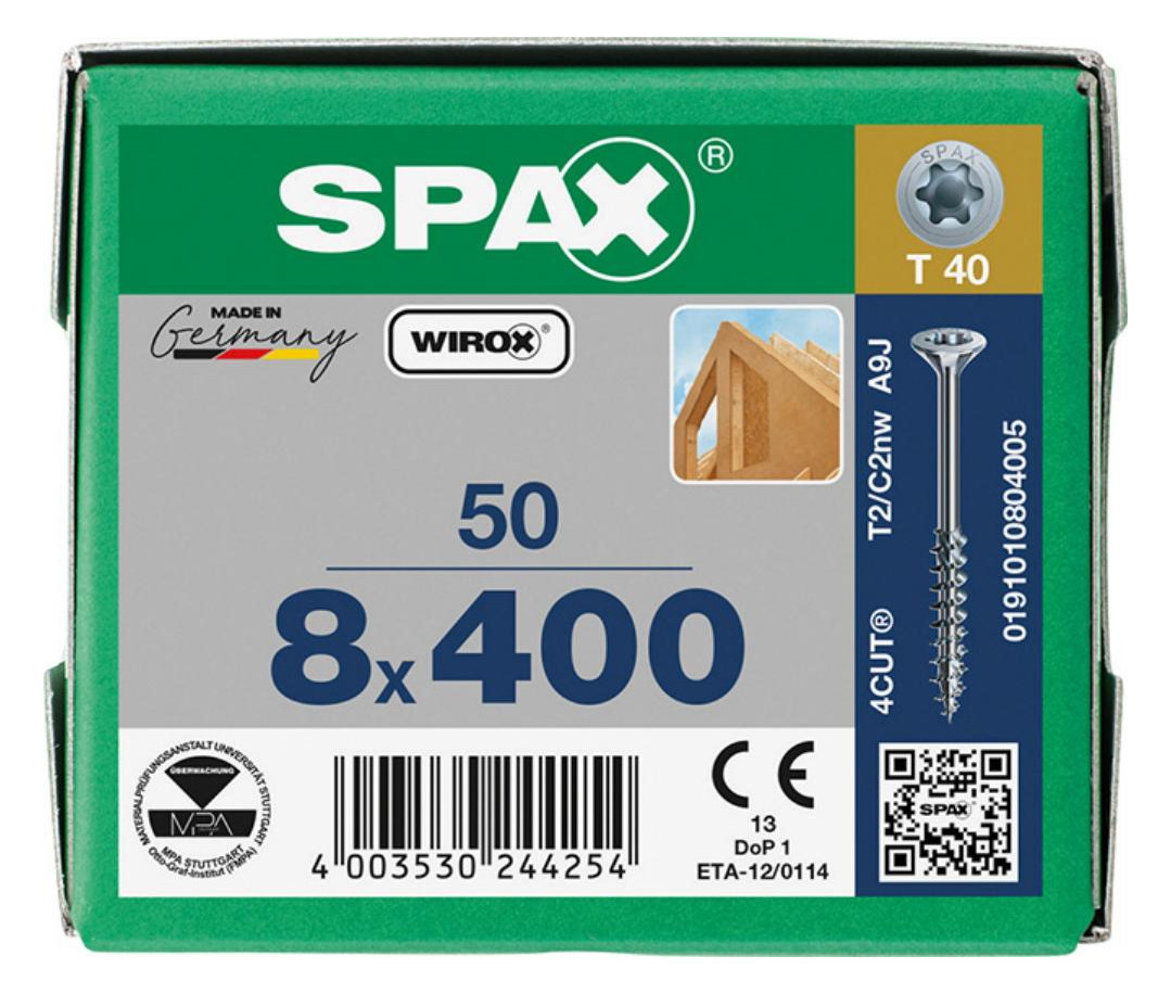 Bild Universalschraube Senkkopf 8x400mm,Teilgw,Innensechsrund T40,WIROX - SPAX-2