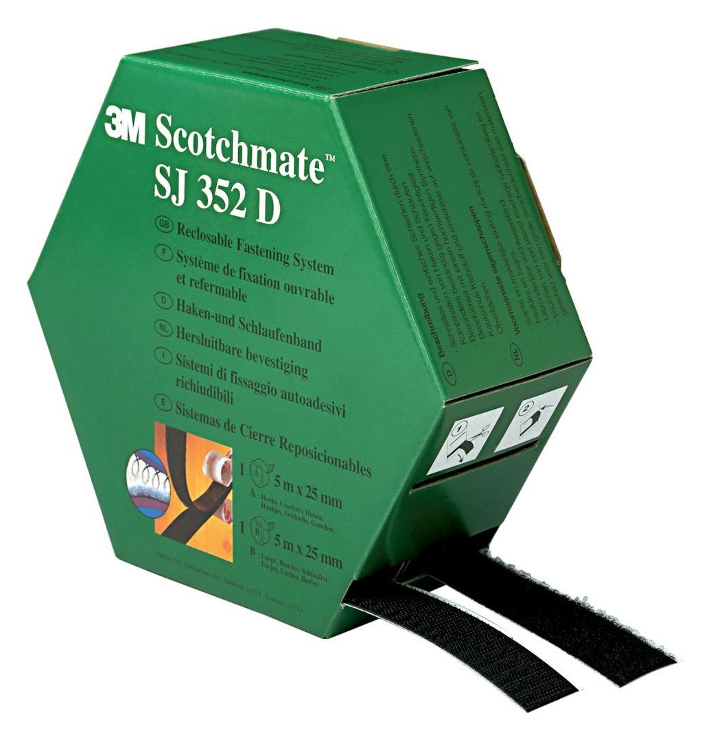 Bild SJ352D Haken-Schlaufenb. schwarz 25,4mm x 5m 3M-0