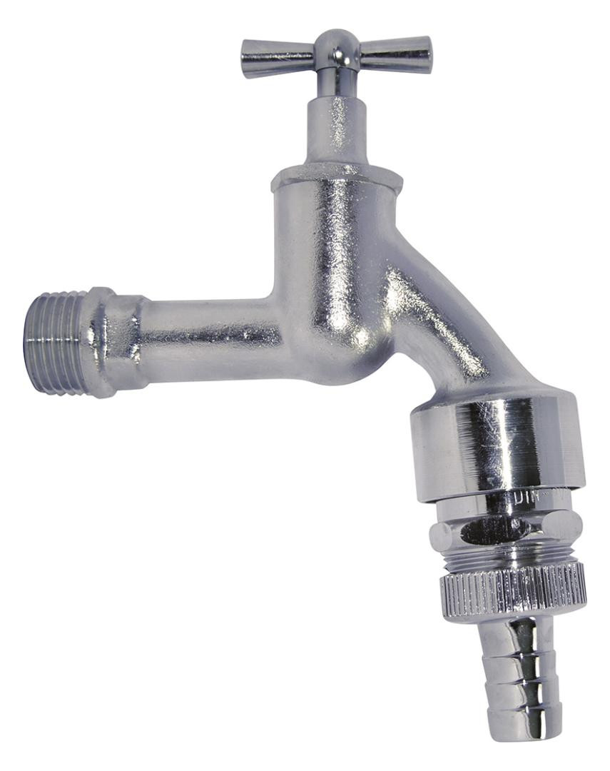 Bild MS Auslaufventil Knebelgriff,Chrom matt, 1/2""AG x 3/4""AG x 1/2""T, Rohrbelüf., - KIRCHHOFF-0