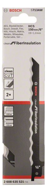 Bild Säbelsägeblatt S 713 AW Bosch VE à 2 Stück Clean f Fibre Insulation-1