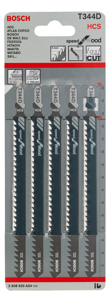 Bild Stichsägeblatt T 344 D Bosch VE à 5 Stück Speed for Wood-1