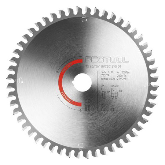 Bild Kreissägeblatt HW 168x1,8x20 TF52 L LaminatE/HPL - Festool-1
