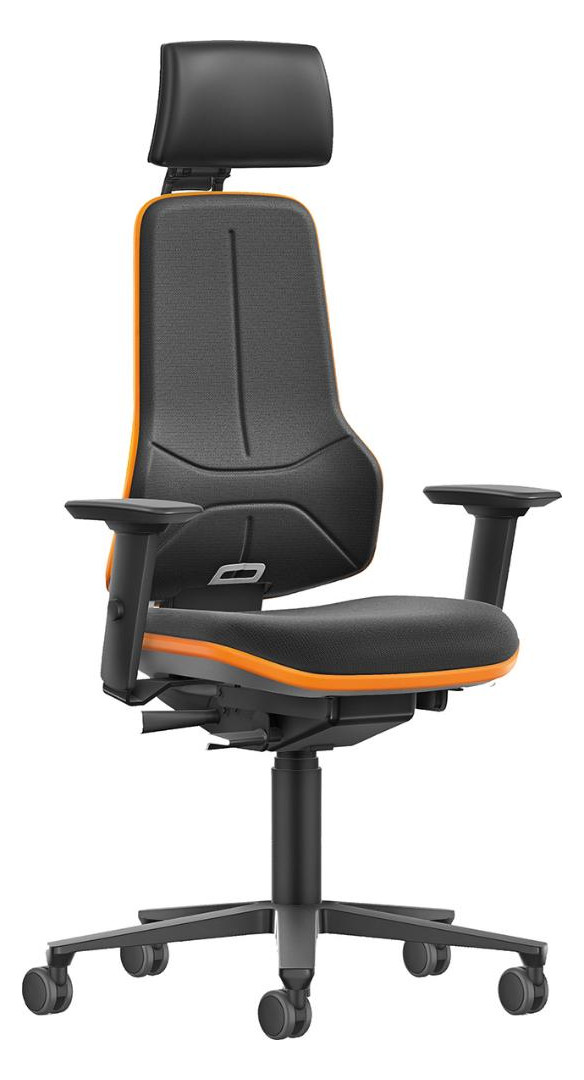 Bild Bimos Arbeitsstuhl XXL orange mit Rollen Supertec mit Kopfst. u. Armlehnen-0