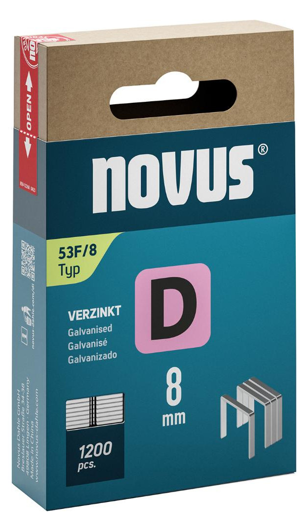 Bild Flachdrahtklammer D Typ 53F/8 mm zn Novu s VE à 1200 Stück - NOVUS-0