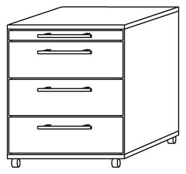 Bild Rollcontainer Buche 3 Schübe-1