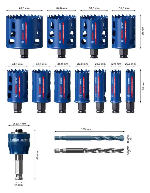 Bild Lochsägen-Set EXPERT Universal 20-76 mm Bosch 14-teilig ToughMaterial-2