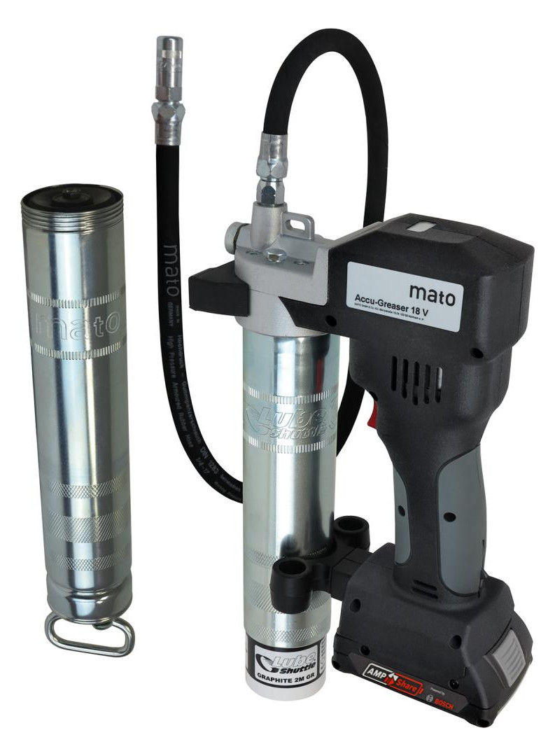 Bild Akku-Fettpresse 18V/2Ah PREMIUM-S-LS AMP Share mit Ladegerät u.Akku MATO-0