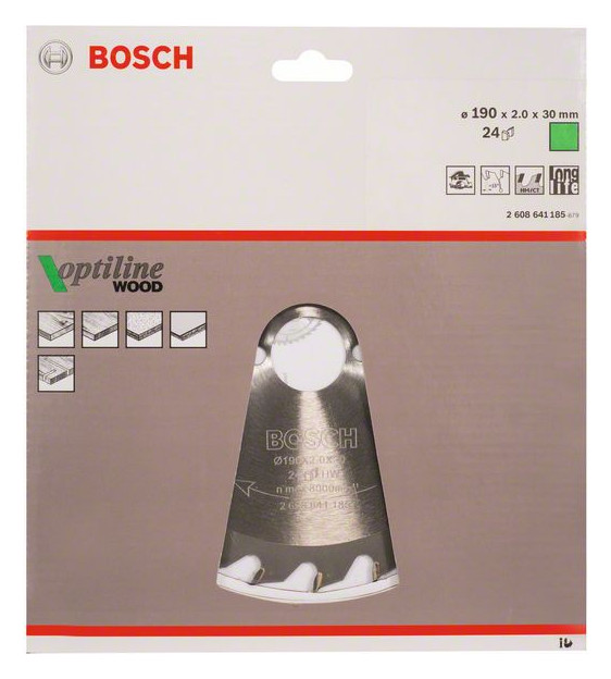 Bild HM-Kreissägeblatt 190x2/1,3x30 24Z WZ Bo sch VE à 1 Stück Optiline Wood - BOSCH-1