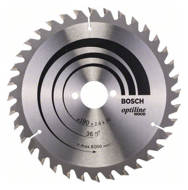 Bild HM-Kreissägeblatt 190x2,6/1,6x30 36Z WZ Bos VE à 1 Stück Optiline Wood BOSCH-0