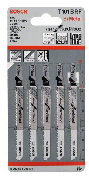 Bild Stichsägeblatt T 101 BRF Bosch VE à 5 Stück Clean for Hard Wood-1