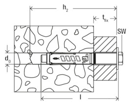 Bild Schwerlastanker TA M 8 T/25S,zng Stahl,zn,Bohr-Ø:12,f. Durchsteckmontage - fischer-3