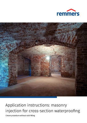 Masonry injection for cross-section waterproofing (cream procedure without void filling)