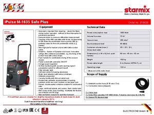 Starmix iPulse M-1635 Safe, aspirapolvere di sicurezza per cantieri e  officina (1600 Watt, 35 L)