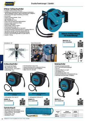 HAZET Schlauchroller Mit Schnellkupplung 9040N/2, mit Stop at any  point-Funktion, Gebremstes Aufwickeln