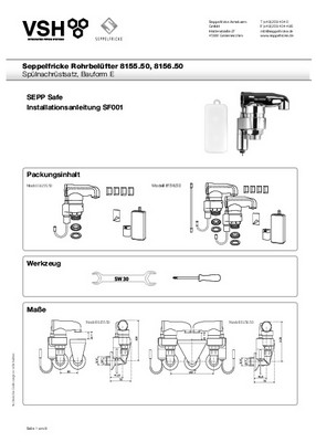 SEPP Safe Rohrbelüfter mit Spülautomatik, Bauform E, Plus