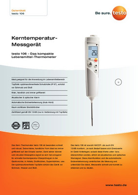 Testo 104IR, Kombi Infrarot und Einstech-Thermometer, Lebensmittel