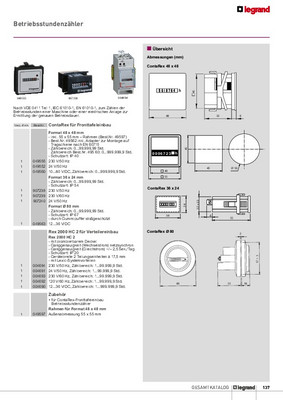 Legrand 049562, Betriebsstundenzähler ContaRex 48 x 48 mm Tragschiene 230V  50Hz IP40 Fronttafel