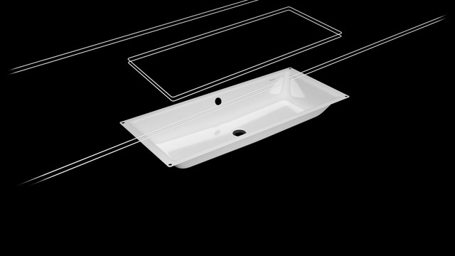 Kaldewei Unterbau-Waschtisch PURO 3161, 90 x 38,5 cm, cool grey 90 Perl-Effekt, mit Überlauf, ohne Hahnloch