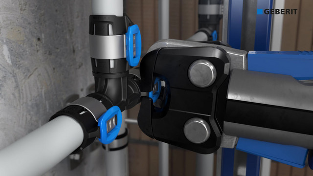 Geberit Übergangsbogen FlowFit Ø 20 mm, R 3/4, 90Grad, mit Außengewinde, lang