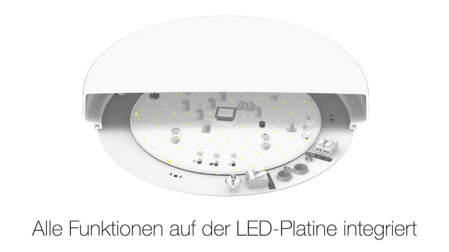 LED-Sensorleuchte FlatPolymero 13W 3000K 1150lm ws Konv IP40 BWM Ø360x100mm