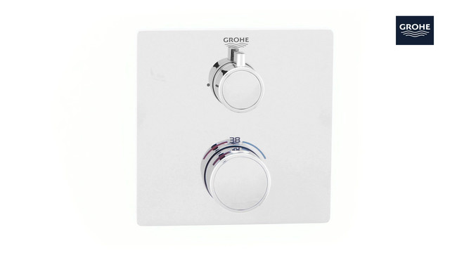 GROHE Fertigmontageset Grohtherm UP-Wannen-Thermostat mit integrierter 2-Wege-Umstellung, eckig, chrom