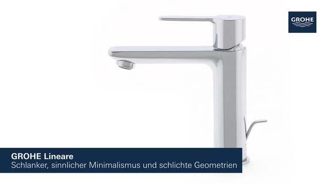 GROHE Waschtisch-Einhebelmischer Lineare 1/2", S-Size, Ablaufgarnitur, chrom