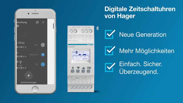 Schaltuhr digi 230VAC 2kan 87600h 2TE BT REG Bluetooth 24 h Programm