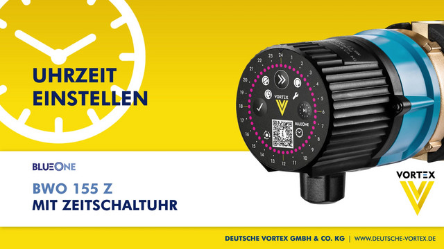 Vortex Trinkwasser-Zirkulationspumpe BWO 155 V Z Pressfitting Ø 15 mm innen, Zeitschaltuhr