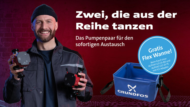 Grundfos Hocheffizienz-Umwälzpumpe Alpha1 GO 25-80 180, DN 25, 180 mm, EEI 0,2, geregelt