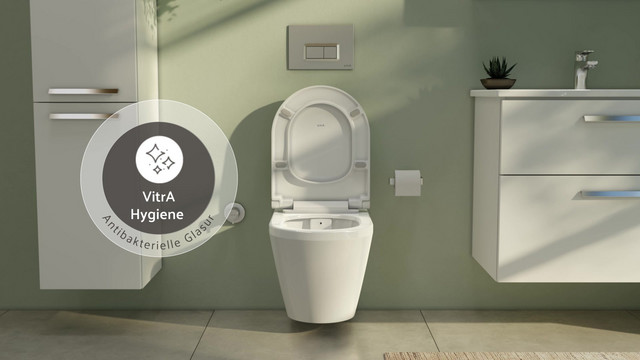 VitrA Bad Wand-Tiefspül-WC-Set Aquacare Sento mit Bidetfunktion, weiß hochglanz