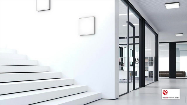 LED-Glasleuchte FLAT SLIM 27-40W 4600lm 3000-4000K anth Konv IP65 430x430x67mm