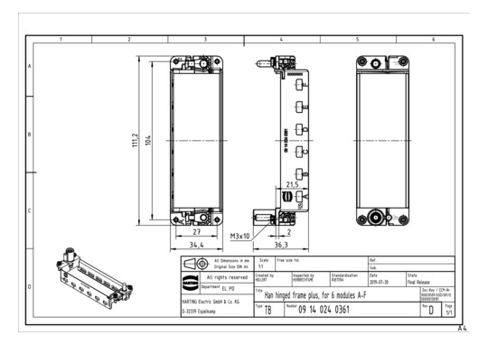 Harting Han Gelenkrahmen     09140240361 