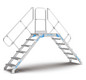 Overstap 60° enkele leuning 6 treden 600 mm breed, hoogte 1.380 mm Projectie 2200 mm, Zarges